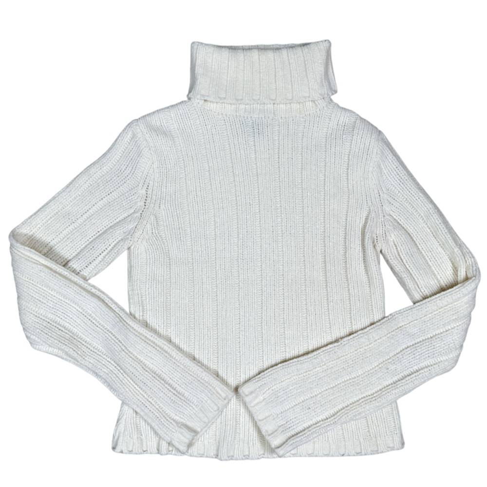 Vintage 90s Spoiled Girl Chunky Knit White Cowl Neck Sweater Size Small